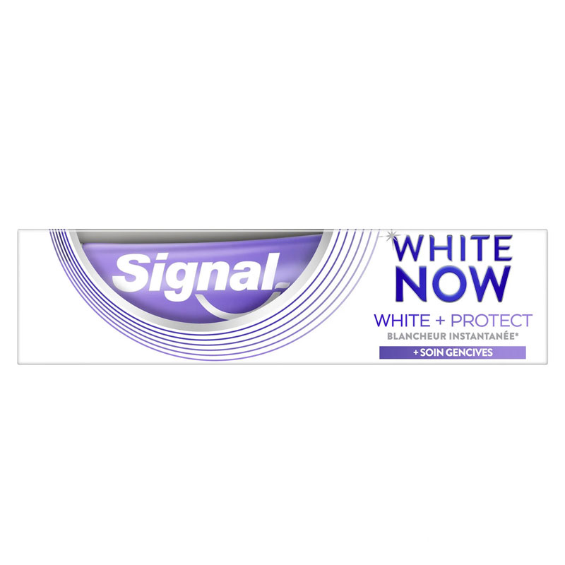 خمیر دندان سیگنال وایت بنفش مدل signal white now white protection حجم ۷۵ میل