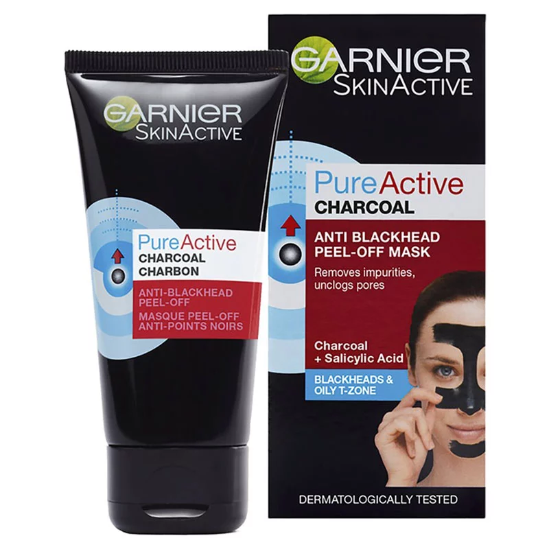 ماسک زغال خالص اکتیو پیل آف گارنیر گارنیه Garnier Skin active pure active charcoal peel off 50ml